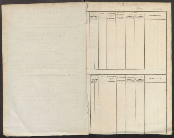 Répertoire des formalités hypothécaires, du 28/06/1817 au 29/12/1817, volume n° 37 (Conservation des hypothèques de Doullens)
