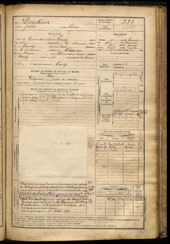 Pinchon, Joseph, né le 16 décembre 1872 à Conty (Somme), classe 1892, matricule n° 331, Bureau de recrutement d'Amiens