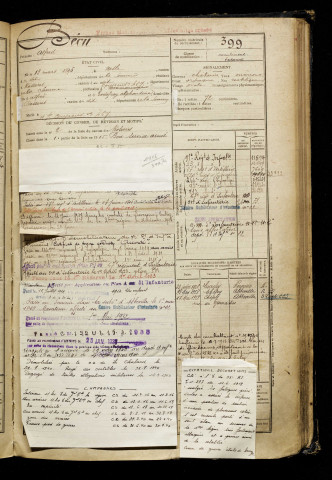 Bécu, Alfred, né le 13 mars 1896 à Nesle (Somme), classe 1916, matricule n° 399, Bureau de recrutement de Péronne