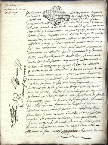 Etude de Me Jacques Scribe à Amiens (étude n°6). Minutes de l'année 1731