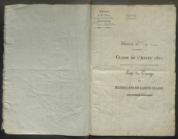 Tirage au sort (arrondissement de Montdidier et de Doullens) de l'année 1821