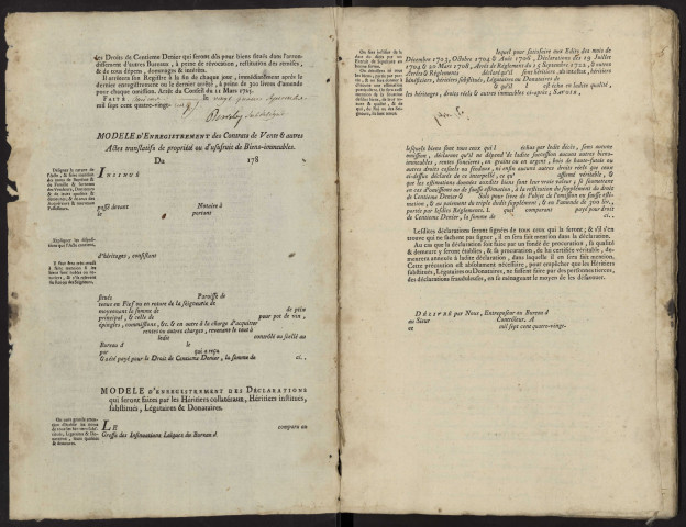 Centième denier du bureau d'Andainville pour la période du 24 octobre 1785 au 26 mars 1790