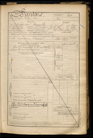 Bardoux, Diogène Emile, né le 07 octobre 1866 à Bonneville (Somme), classe 1886, matricule n° 209, Bureau de recrutement d'Abbeville