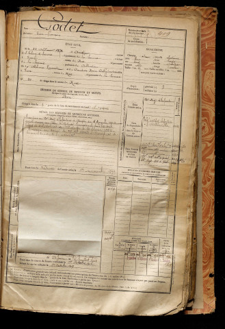 Godet, Léon François, né le 28 août 1872 à Arrest (Somme), classe 1892, matricule n° 409, Bureau de recrutement d'Abbeville