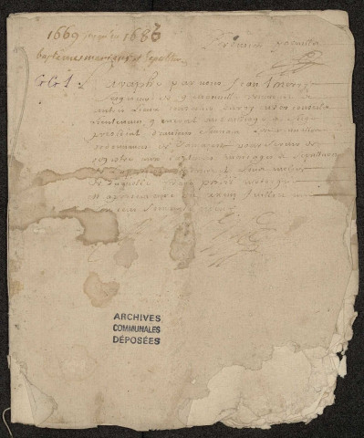 Dreuil-lès-Molliens : baptêmes, mariages, sépultures (1669-1746)