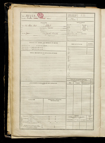 Boyer, André Albert, né le 22 mars 1901 à Albert (Somme), classe 1921, matricule n° 560, Bureau de recrutement de Péronne