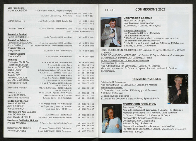 Opuscule (année 2002). Fédération française de Longue Paume : liste des sociétés, classement des joueurs et calendrier