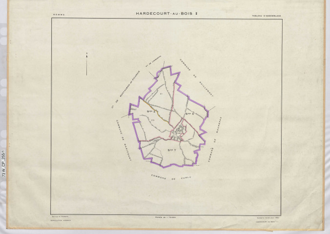 Plan du cadastre rénové - Hardecourt-au-Bois : tableau d'assemblage (TA)