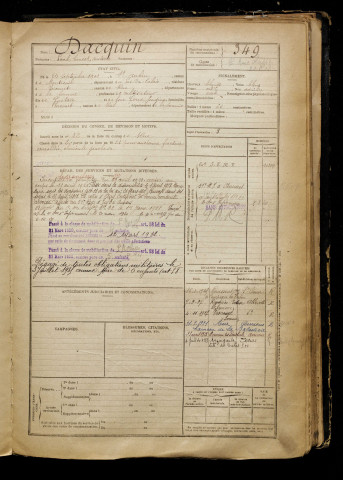 Dacquin, Paul Ernest Anatole, né le 24 septembre 1901 à Saint-Aubin (Pas-de-Calais), classe 1921, matricule n° 349, Bureau de recrutement d'Abbeville