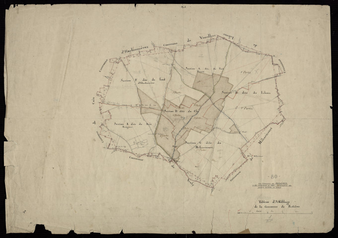 Plan du cadastre napoléonien - Rosières-en-Santerre (Rosières) : tableau d'assemblage