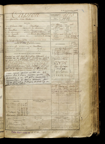 Capron, Marcellin Lucien Charles, né le 17 février 1899 à Doullens (Somme), classe 1919, matricule n° 1175, Bureau de recrutement d'Abbeville