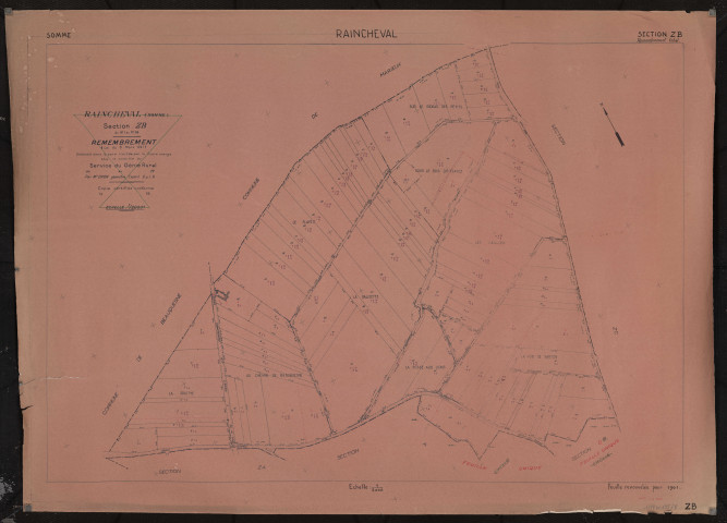 Plan du cadastre rénové - Raincheval : section ZB