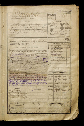 Grandsir, Gabriel Paul, né le 16 juillet 1899 à Pont-Remy (Somme), classe 1919, matricule n° 519, Bureau de recrutement d'Abbeville