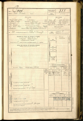 Poiré, Vital Honeste, né le 27 mai 1864 à Querrieu (Somme, France), classe 1884, matricule n° 855, Bureau de recrutement d'Amiens