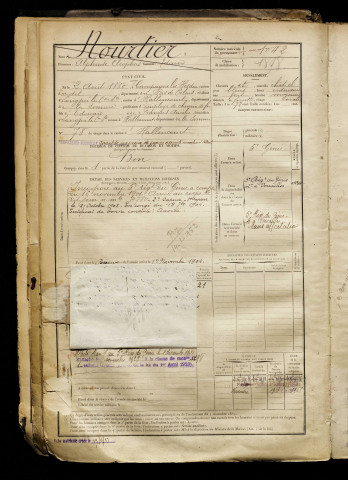 Nourtier, Alphonse Cléophas Edouard, né le 02 août 1880 à Campagne-lès-Hesdin (Pas-de-Calais), classe 1900, matricule n° 1042, Bureau de recrutement d'Abbeville