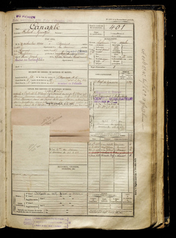 Canaple, Robert Georges, né le 04 septembre 1900 à Amiens (Somme), classe 1920, matricule n° 401, Bureau de recrutement d'Amiens