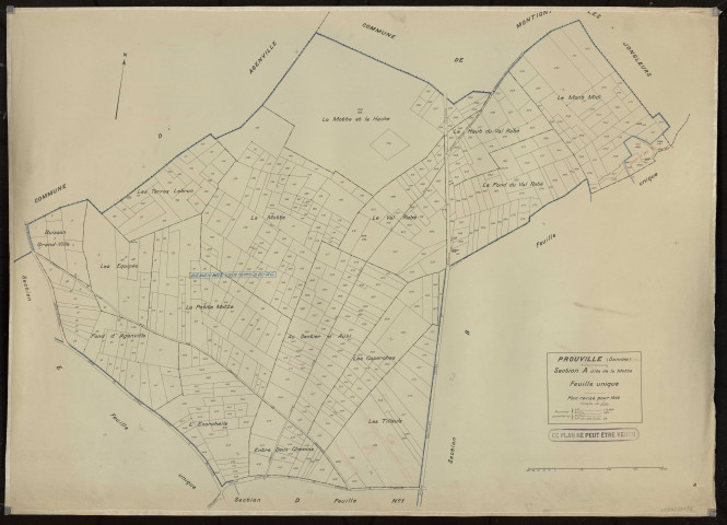 Plan du cadastre rénové - Prouville : section A