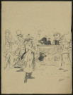 Illustration montrant une troupe de musiciens. Aux amis Monpote