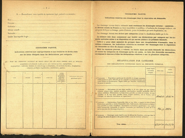 Bray-sur-Somme. Demande d'indemnisation des dommages de guerre : dossier Philippe-Dupuis Louis