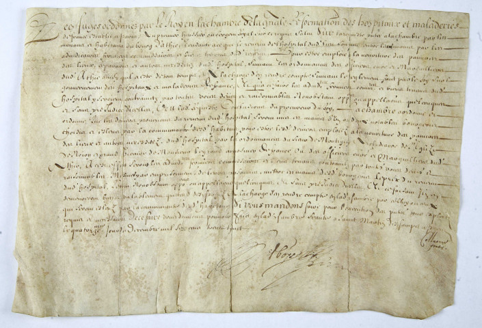 Annexe 1 aux lettres patentes de Louis XIV ordonnant l'union des biens et revenus de diverses maladreries et hotels-Dieu à l'hôpital qui sera rétabli à Athies