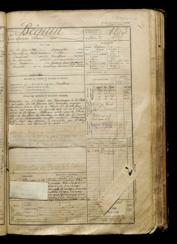 Béquin, Marceau Arsène, né le 12 mai 1899 à Morangles (Oise), classe 1919, matricule n° 1163, Bureau de recrutement d'Abbeville