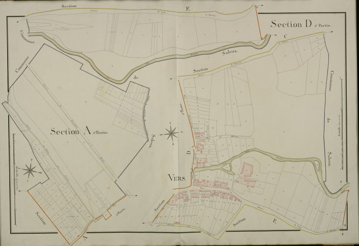 Plan du cadastre napoléonien - Vers-sur-Selles (Vers-Hébécourt) : A1 et D1