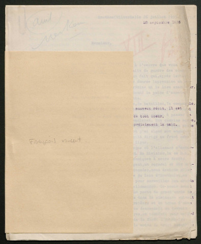 Témoignage de François, Vincent et correspondance avec Jacques Péricard