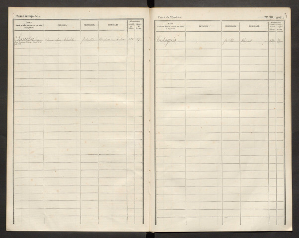 Table du répertoire des formalités, nouveaux noms, registre n° 56 (Péronne)