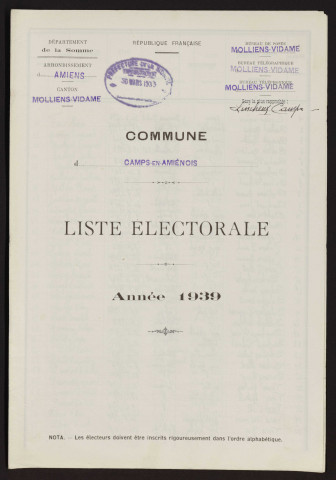 Liste électorale : Camps-en-Amiénois