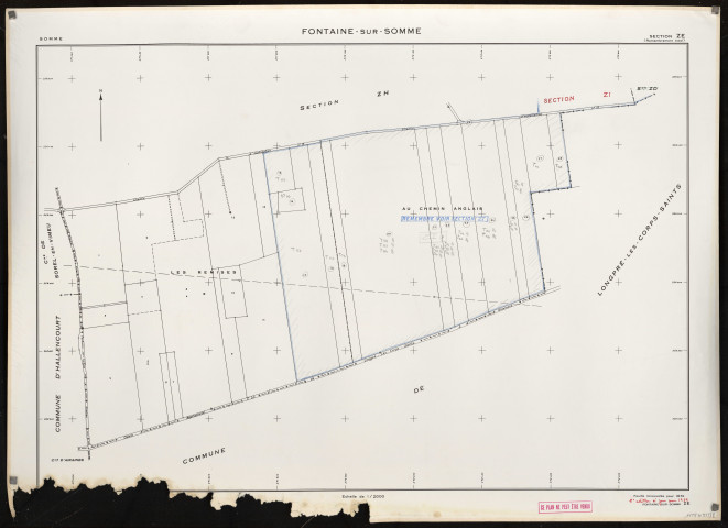 Plan du cadastre rénové - Fontaine-sur-Somme : section ZE