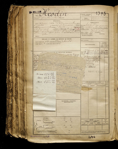 Hesdin, Eugène Henri Michel, né le 17 juin 1897 à Béthencourt-sur-Mer (Somme), classe 1917, matricule n° 1398, Bureau de recrutement d'Abbeville
