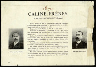 Notice historique de l'entreprise CALINE Frères fondée en 1870 (extraite d'une brochure p. 58). Portraits de Marie Joseph Albert Caline et de Marie Joseph Edouard Caline