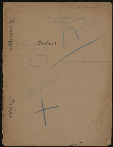 Beuvraignes. Demande d'indemnisation des dommages de guerre : dossier Dubois Eloi