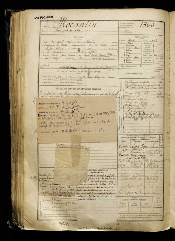 Morantin, Pierre Jules Jean Arthur, né le 23 avril 1896 à Douriez (Pas-de-Calais), classe 1916, matricule n° 1360, Bureau de recrutement d'Abbeville