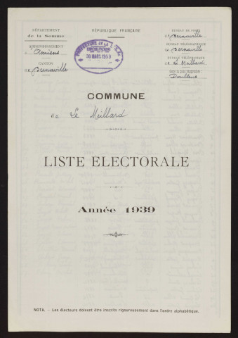 Liste électorale : Meillard (Le)