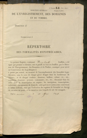 Répertoire des formalités hypothécaires, du 06/03/1895 au 20/06/1895, registre n° 318 (Péronne)