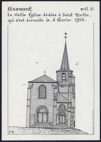 Oisemont : la vieille église dédiée à Saint-Martin qui s'est écroulée le 5 février 1953 - (Reproduction interdite sans autorisation - © Claude Piette)