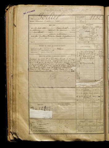 Gorlier, Fernand Nicolas, né le 29 mars 1899 à Raincheval (Somme), classe 1919, matricule n° 1132, Bureau de recrutement d'Abbeville