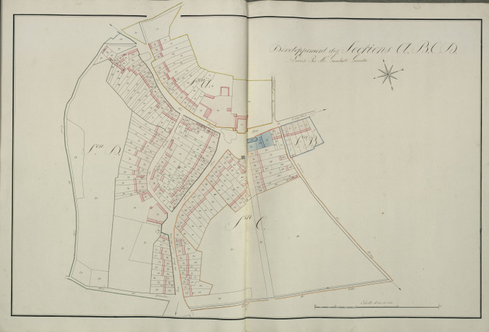 Plan du cadastre napoléonien - Allonville : A, B, C et D développées