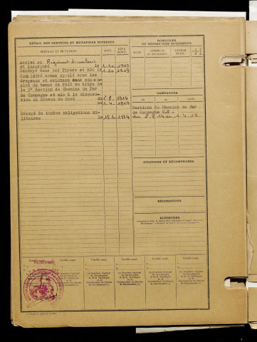 Lecointe, Fernand, né le 28 décembre 1885 à Amiens (Somme), classe 1905, matricule n° 951, Bureau de recrutement d'Amiens