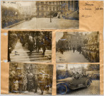 UNE PLANCHE DE SIX PHOTOGRAPHIES SUR LA VISITE DE RAYMOND POINCARE A AMIENS EN JUILLET 1919. (PHOTOGRAPHIES PROVENANT DU FONDS PHOTOGRAPHIQUE DU JOURNAL "LE MATIN")