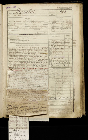 Masclet, René Adrien Antoine, né le 26 septembre 1895 à Saint-Servan-sur-Mer (Ille-et-Vilaine), classe 1915, matricule n° 808, Bureau de recrutement d'Abbeville