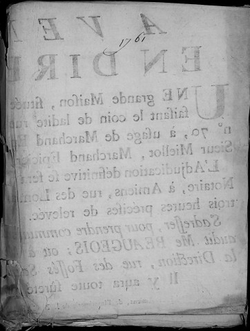 Etude de Me François Henin à Amiens (étude n°3). Minutes de l'année 1761