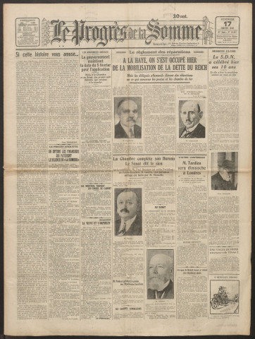 Le Progrès de la Somme, numéro 18403, 17 janvier 1930
