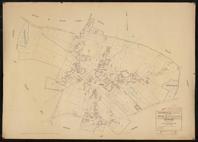 Plan du cadastre rénové - Saigneville : section D