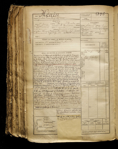 Hénin, Jules Pierre Auguste, né le 01 juin 1897 à Buigny-lès-Gamaches (Somme), classe 1917, matricule n° 1396, Bureau de recrutement d'Abbeville