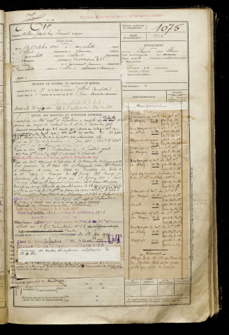 Hié, Arthur Joseph Léon François, né le 13 octobre 1894 à Courcelette (Somme), classe 1914, matricule n° 1075, Bureau de recrutement de Péronne