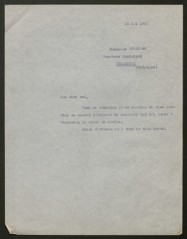Témoignage de Duchesne, Emile et correspondance avec Jacques Péricard