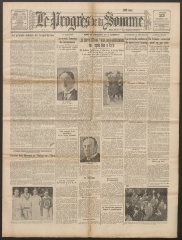 Le Progrès de la Somme, numéro 19749, 23 septembre 1933