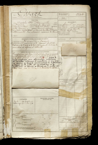 Ossart, Abel Pierre Arthur, né le 26 octobre 1893 à Bonneville (Somme), classe 1913, matricule n° 1104, Bureau de recrutement d'Abbeville